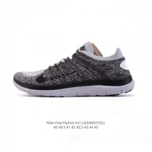 耐克Nike Free Flyknit 赤足4.0 轻跑鞋男士运动鞋 缓震性能胜过 3.0，轻薄特性胜过 5.0，Nike Free 4.0 Flyknit 男
