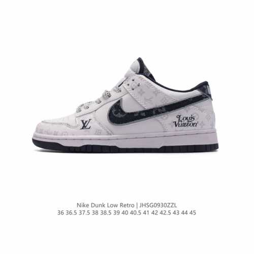 真标 耐克 Nike Dunk Low Retro 运动鞋复古板鞋。路易威登联名款 作为 80 年代经典篮球鞋款，起初专为硬木球场打造，后来成为席卷街头的时尚标