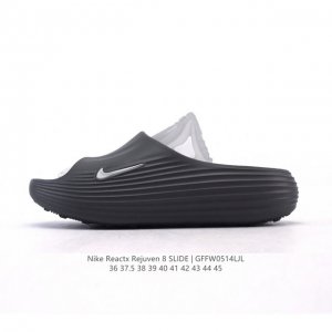 新品 耐克 Nike Reactx Rejuven8 Slide 沙滩拖鞋 露趾拖鞋 一体成型 一脚蹬 厚底增高休闲柔软回弹耐磨踩屎感透气凉拖鞋 25夏季新款轻