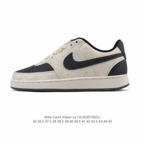 特价 耐克Nike Court Vision Low 校园风低帮复古篮球板鞋男女运动鞋。延续80年代复古篮球鞋，添加学院风细节。皮革组合鞋面，利落风格，重现复古