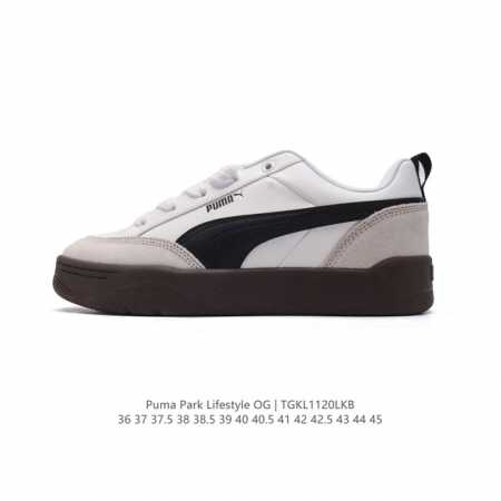 Puma 彪马 男女运动板鞋，原楦原纸版开发版型，采用环保皮革组合鞋面材质，外置耐磨橡胶大底蕾哈娜同系面包鞋太好看了！彪马puma Park Lifestyle - 点击图像关闭