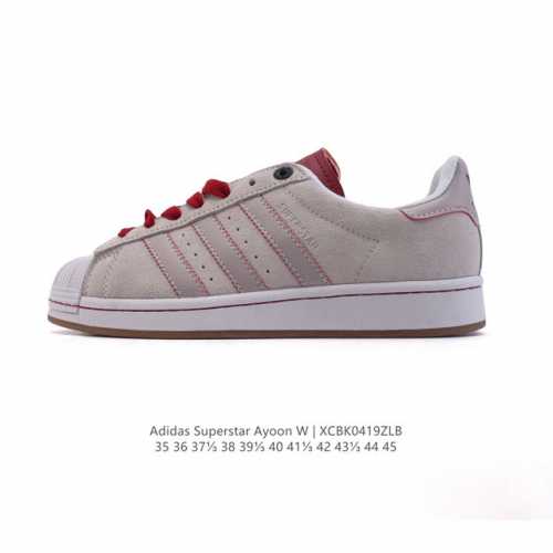 阿迪达斯 Adidas Superstar Ayoon W 三叶草运动鞋经典贝壳头板鞋 时尚男女鞋 皮革鞋面材质 标志性的贝壳鞋头，锯齿三条纹，简约的线条。就连