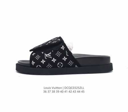 Lv 拖鞋系列 Louis Vuitton 沙滩休闲拖鞋 Louis Vuitton Lv 路易威登 潮流经典魔术贴一字拖鞋延续经典 上脚舒适性极好 鞋轻不跑脚 - 点击图像关闭