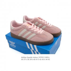阿迪达斯 Adidas Originals Gazelle Indoor复古三叶草防滑透明橡胶板鞋经典运动鞋。这款经典鞋,忠于原版设计,缀撞色三条纹和鞋跟饰片。