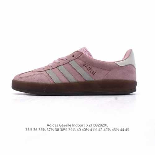 160 阿迪达斯 Adidas Originals Gazelle Indoor复古三叶草防滑透明橡胶板鞋经典运动鞋。这款经典鞋,忠于原版设计,缀撞色三条纹和鞋
