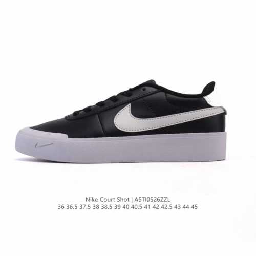 真标 耐克 Nike Court Shot 男女子运动鞋春季透气轻便经典白昼 潮流 嘻哈 百搭 防滑 低帮 板鞋 Fq8146#拒绝沉闷黑白 质感满满的皮革鞋面