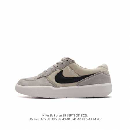 耐克nike Sb Force 58 运动滑板鞋。这是一款将前沿创新带入街头的单品，它具有硫化杯底，具有出色的耐用性和灵活性。使用柔软皮革加帆布拼接鞋面，在饰面 - 点击图像关闭