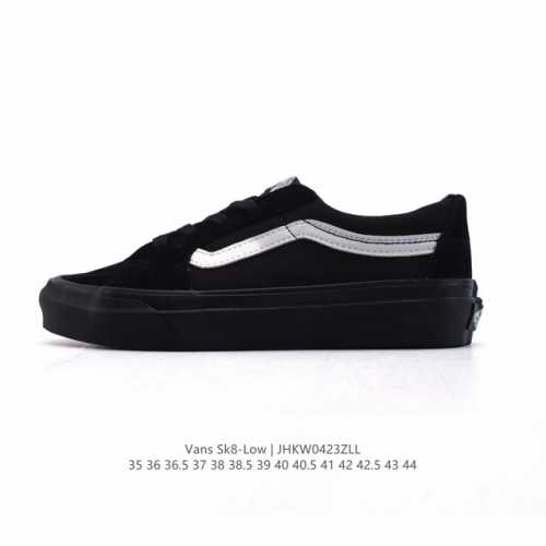 万斯 Vans Sk8-Low 经典款 小红书爆款低帮休闲皮革帆布拼接硫化板鞋 工艺：硫化1:1 重量1:1、真标、原钢印、材质标、鞋型标、合格证 尺码：35