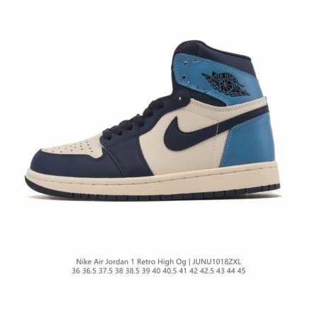 耐克 男女款运动板鞋 Nike Air Jordan 1 Retro High Og 乔丹一代Aj1 乔1 Aj1 篮球鞋复刻运动鞋。皮面高帮板鞋的设计灵感源自 - 点击图像关闭