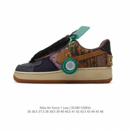 公司级 Nike 耐克 Ts拼接 Travis Scott X Air Force 1 Low 联名款运动鞋 Af1厚底增高板鞋，Travis Scott 空军 - 点击图像关闭