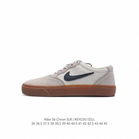 Nike 耐克 男女鞋真标带半码，采用耐磨翻毛皮拼接透气帆布鞋面材质，搭载eva 双密度泡棉鞋垫耐克nike Sb Chron Solarsoft 太阳软底系列 - 点击图像关闭