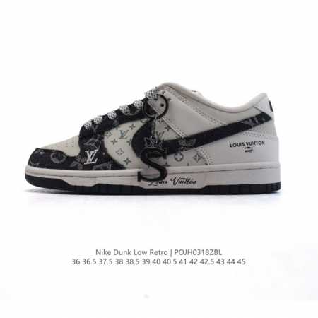 200 【公司级 头层皮】耐克 Nike Sb Dunk Low Pro 运动鞋复古板鞋 路易威登联名 潮滑板鞋。采用柔软皮革鞋面，经久耐穿，塑就如元年款 Du - 点击图像关闭