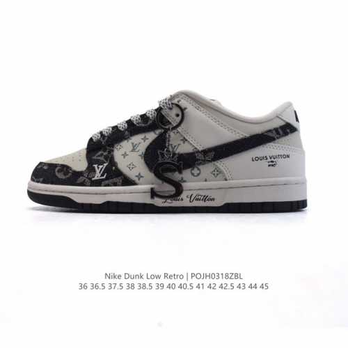 200 【公司级 头层皮】耐克 Nike Sb Dunk Low Pro 运动鞋复古板鞋 路易威登联名 潮滑板鞋。采用柔软皮革鞋面，经久耐穿，塑就如元年款 Du