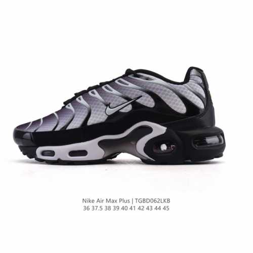 Nike 耐克 男女子休闲鞋气垫缓震跑步鞋 Air Max Plus 运动鞋 造型超讨喜！鞋面以帆布和织物材质包裹，保证了轻薄透气，更适合夏季穿着。鞋侧 鱼骨