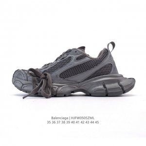 公司级 巴黎世家 Balenciaga 3Xl Sneakers 巴黎世家 十代网布系带低帮走秀复古老爹运动鞋 透气网纱 网面 材料和聚氨酯 磨损效果 鞋头边缘