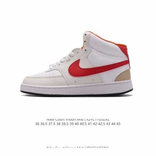 耐克 Nike Court Vision Mid 中帮百搭透气休闲运动板鞋，汲取 80 年代潮鞋灵感，以现代时尚元素焕新演绎复古篮球鞋细节，彰显混搭设计魅力。鞋