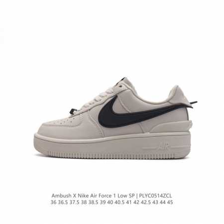 耐克 空军一号 Af1 低帮休闲板鞋 Ambush X Nk Air Force 1'07 Low Sp 空军一号联名标志性的swoosh延伸至鞋跟之外，鞋舌和 - 点击图像关闭