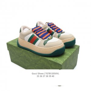 公司级 Gucci 古驰 百搭休闲运动板鞋。明星同款 小红书爆款老花 小白鞋 厚底增高女士运动鞋 真标 2024Ss新色，经典高奢品牌gucci古驰 复古松糕跟