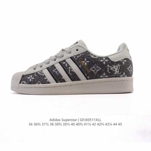 公司级 阿迪达斯 Adidas Superstar 2025年新款鞋子 蛇年新款 路易威登联名 经典贝壳头系列 新款休闲板鞋潮流男女士运动鞋 。鞋面帆布织物拼接