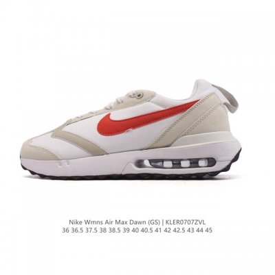 耐克 Nike Air Max Dawn 黎明系列 低帮气垫百搭休闲运动慢跑鞋，从配色上彰显出浓厚的复古气质。最大的亮点当属鞋型设计上加入结构元素，汲取1984