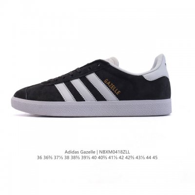 阿迪达斯 Adidas 三叶草Gazelle系列休闲鞋男女经典运动鞋，鞋身特殊的猪八皮革材质和简单百搭的特点，让 Gazelle 一直活跃在街头。T字鞋头、压模