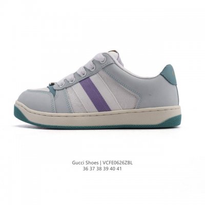 帝王版 古驰女鞋 Gucci Screener系列做旧脏脏鞋 时尚厚底增高复古板鞋潮运动鞋，复古学院风款式与融入怀旧运动服风格的面料风靡数十年，不同风格演绎出的