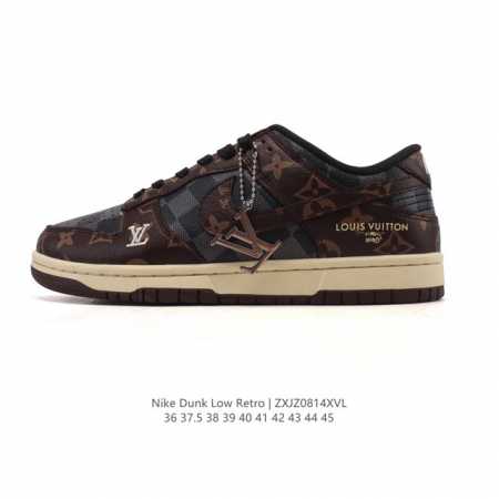 公司级 耐克 Nike Dunk Low Retro 运动鞋复古板鞋 路易威登联名。作为 80 年代经典篮球鞋款，起初专为硬木球场打造，后来成为席卷街头的时尚标 - 点击图像关闭