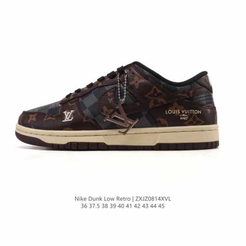 公司级 耐克 Nike Dunk Low Retro 运动鞋复古板鞋 路易威登联名。作为 80 年代经典篮球鞋款，起初专为硬木球场打造，后来成为席卷街头的时尚标