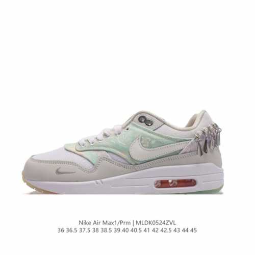 真标 耐克 Nike Air Max 1 Prm 男女子气垫缓震慢跑鞋 复古厚底增高运动鞋。从法国建筑中汲取设计灵感，兼具运动风范和时尚格调，是此系列起初搭载