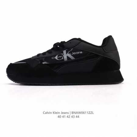 新品 Calvin Klein 卡文克莱 街头 低帮 运动鞋 潮流 复古 板鞋 Calvin Klein Jeans 男款Ck牛皮革拼接印花休闲运动阿甘鞋简约百 - 点击图像关闭