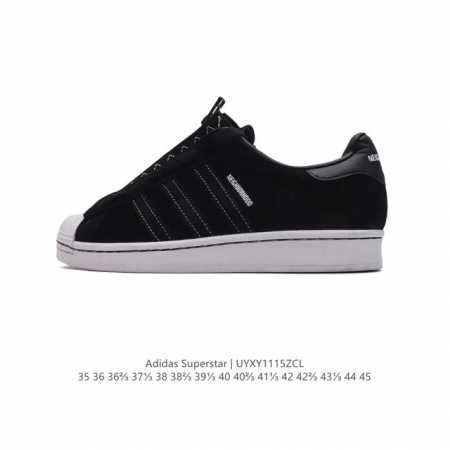 阿迪达斯 Adidas Superstar 三叶草经典贝壳头系列 新款休闲板鞋潮流男女士运动鞋 。鞋面柔软皮革材质 标志性的贝壳鞋头，锯齿三条纹，简约的线条。就 - 点击图像关闭