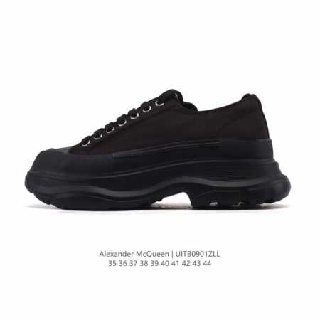 意大利高奢品牌-亚历山大 麦昆 Alexander Mcqueen Sole Sneakers 低帮时装厚底显高百搭休闲松糕跟板鞋 男女式小白鞋 厚底增高帆布运 - 点击图像关闭