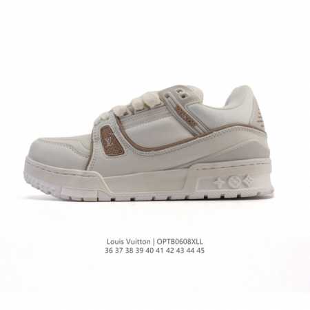 公司级 路易威登 Louis Vuitton Lv路易威登板鞋 时尚运动鞋潮厚底增高男女鞋。舒适防滑底和百搭性霸屏整个时尚娱乐圈，细节调整完美主义！采用柔软皮革 - 点击图像关闭