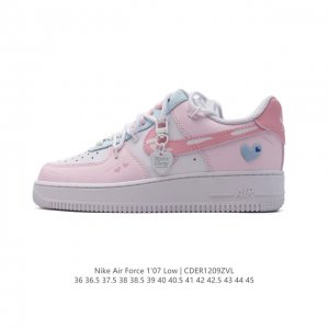 耐克 Nike Air Force 1 '07 Low 空军一号含气垫 解构绑带 双鞋带 爱心吊坠 爱心印花 小白鞋 低帮百搭厚底增高休闲运动板鞋。柔软、弹性十