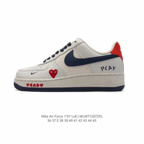 耐克 Nike Air Force 1 '07 Low 空军一号含气垫 爱心印花 小白鞋 低帮百搭厚底增高休闲运动板鞋。柔软、弹性十足的缓震性能和出色的中底设计