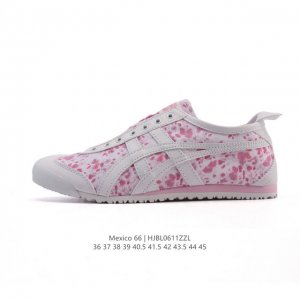 真标 亚瑟士 Onitsuka Tiger Mexico 66 Slip On 鬼冢虎复古时尚 舒适透气帆布织物鞋面耐磨防滑 休闲运动跑步鞋 虎底采用磨耐防橡滑
