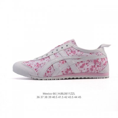 真标 亚瑟士 Onitsuka Tiger Mexico 66 Slip On 鬼冢虎复古时尚 舒适透气帆布织物鞋面耐磨防滑 休闲运动跑步鞋 虎底采用磨耐防橡滑