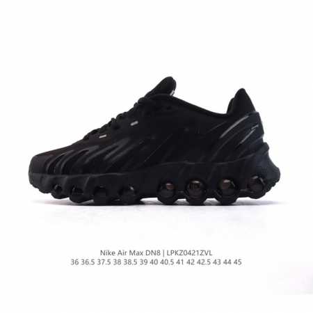 耐克 Nike Air Max Dn8 全掌气垫科技运动跑步鞋Fq7860-005。鞋款采用醒目渐变织物和动态波浪状结构鞋面，搭配黑色中底和外底，以及迷你黑色 - 点击图像关闭