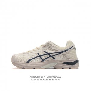 Asics 亚瑟士 Gel-Flux 4 男女子运动鞋舒适跑鞋缓震透气跑步鞋 。Gel-Flux4采用的是新一代轻质网布面，大孔洞设计极具透气性，柔软包覆双脚，
