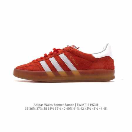 阿迪达斯 德训鞋 经典复古低帮休闲运动慢跑鞋wales Bonner X Adidas 2024 全新秋冬系列联名鞋款 经典运动板鞋。该鞋采用皮革制成，含别致缝 - 点击图像关闭