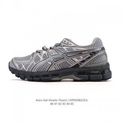 公司级 亚瑟士Asics Gel-Kinetic Fluent 舒适百搭 合成革防滑耐磨 低帮跑步鞋 男款 首先配色上十分经典百搭的黑金配色，非常好去搭配衣裤穿