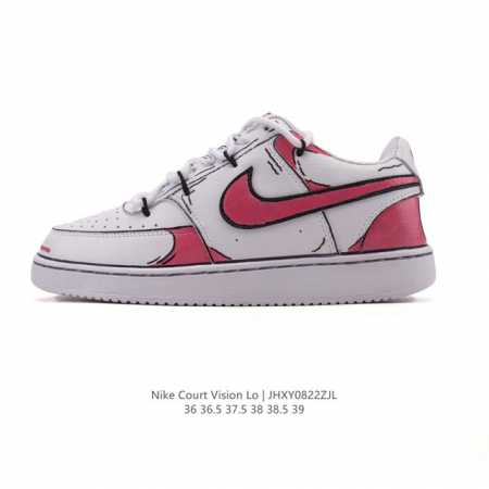 公司级 耐克Nike Court Vision Low 校园风低帮复古篮球板鞋运动鞋 解构绑带 双鞋带。延续80年代复古篮球鞋，添加学院风细节。皮革组合鞋面，利 - 点击图像关闭