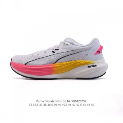 公司级 彪马 puma Deviate Nitro3男女士2025年新款跑步鞋减震舒适缓冲回弹简约软底运动鞋注氮泡沫橡胶鞋垫耐磨防滑百搭老爹鞋 Deviate