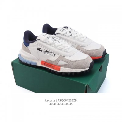 Lacoste 时尚户外休闲潮流系列男鞋 户外运动板鞋，广东大厂品质全新工艺升级 品质毋庸置疑 全新原厂包装鞋盒 面料采用织物皮革拼接鞋面，搭配防臭防腐真皮乳胶