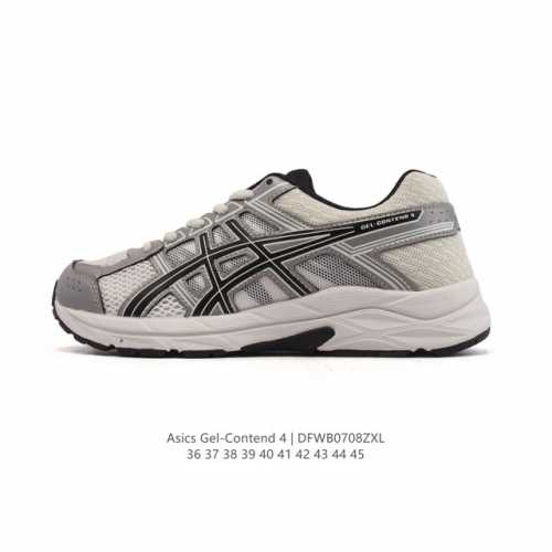 Asics 亚瑟士 新款男女子Gel-Contend 4缓震回弹透气跑步鞋，高颜值百搭入门级跑鞋多层网面织物+植绒材质构成了亚瑟士Logo图案，具有很高的品牌识