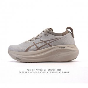 公司级 Asics亚瑟士升级Gel-Nimbus 27男女同款跑鞋透气缓震回弹跑鞋N27跑步鞋该鞋款专为提高跑者舒适度和运动表现而设计，搭载了新型鞋面材料和更强