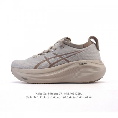 公司级 Asics亚瑟士升级Gel-Nimbus 27男女同款跑鞋透气缓震回弹跑鞋N27跑步鞋该鞋款专为提高跑者舒适度和运动表现而设计，搭载了新型鞋面材料和更强