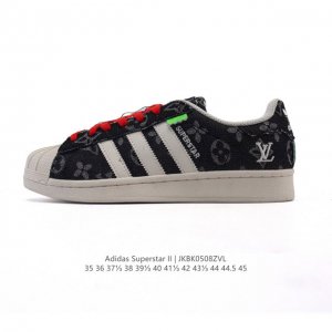 阿迪达斯 Adidas Superstar 2025年新款鞋子 蛇年新款 路易威登联名 经典贝壳头系列 新款休闲板鞋潮流男女士运动鞋 。鞋面帆布织物拼接材质 标