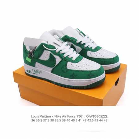 140 Louis Vuitton X Nike Air Force 1 Low 路易威登联名 耐克 空军一号 Af1 低帮百搭休闲厚底增高运动板鞋。柔软、弹性 - 点击图像关闭