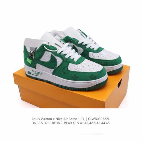 140 Louis Vuitton X Nike Air Force 1 Low 路易威登联名 耐克 空军一号 Af1 低帮百搭休闲厚底增高运动板鞋。柔软、弹性